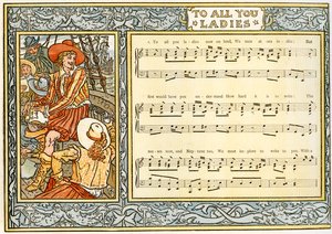 「To All You Ladies on land、We men at sea indite」、「Pan-Pipes」からの歌のイラスト、A Book of Old Songs、新しくアレンジされ、Theoによる伴奏付き。 Marzials、ジョージによってロンドンで公開 作： Walter Crane